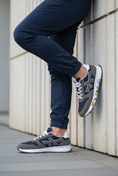 AYAKMOD Men's Sneakers 2444 Charcoal Grey-Navy Blue
