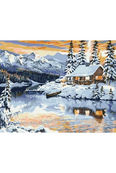 Painting-numbers Set pictura pe numere Peisaj de iarna 3821, panza pe rama le...