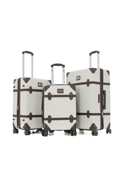 DILIXI 3-Piece Expandable Vintage Hardside Luggage Set with Combination Lock ...