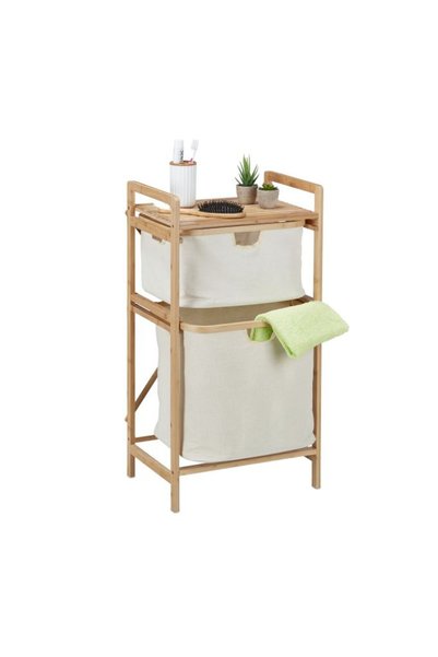 Relaxdays Bamboo Laundry Shelf with 2 Baskets