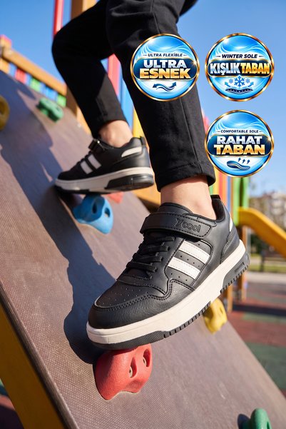 Cool Pantofi sport pentru copii cu velcro, model Foor, negri