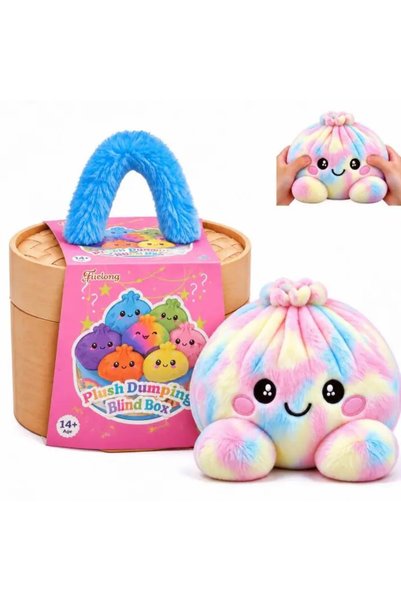 Generic Cute Plush Stuffed Dumpling Squishies with Bamboo-Style Steamer Baske...
