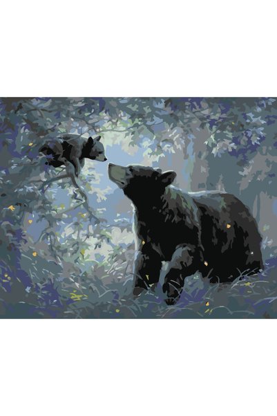 Painting-numbers Set pictura pe numere Ursi in padure 3860, panza pe rama lem...