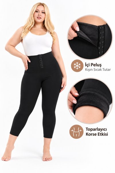 MODAGO Colanți din pluș cu elastic și agrafă efect modelator