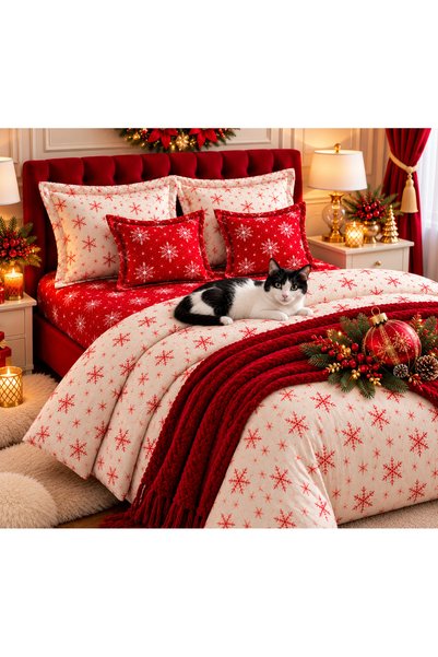 Liz Line Set lenjerie de pat king size, sase piese, cearceaf 260x240cm, din b...