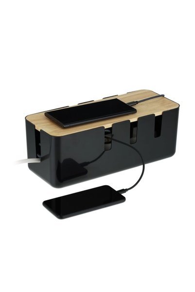 Relaxdays Cable Storage Box with Wooden Lid