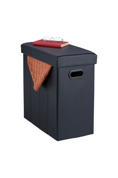 Relaxdays Storage Stool in Black Faux Leather
