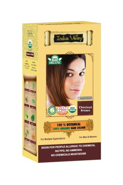 Indus Valley Vopsea Henna Saten Castana Botanical, 100gr
