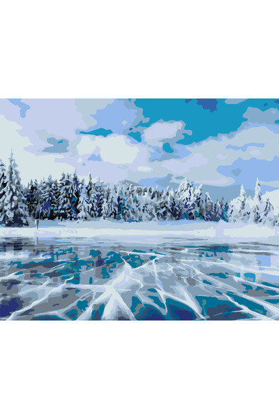 Painting-numbers Set pictura pe numere Lac inghetat 3852, panza pe rama lemn,...
