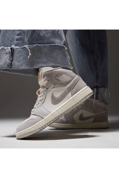 Nike Air Jordan 1 Mid SE 'Light Iron Ore' Kadın Basketbol Ayakkabısı-KUZEY SPORT