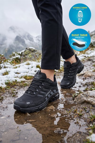 AYAKMOD Ανδρικά παπούτσια outdoor με φερμουάρ 2408 Μαύρα