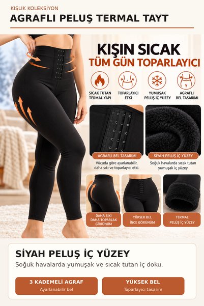 MODAGO Agraflı Toparlayıcı Peluş Tayt