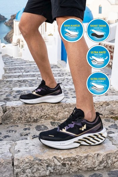 WALKWAY Men's Sneakers B25RA297 Space Black-Gold