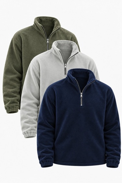DAMGA JEANS 3 Men's half-zip casual fleece-lined sweatshirts