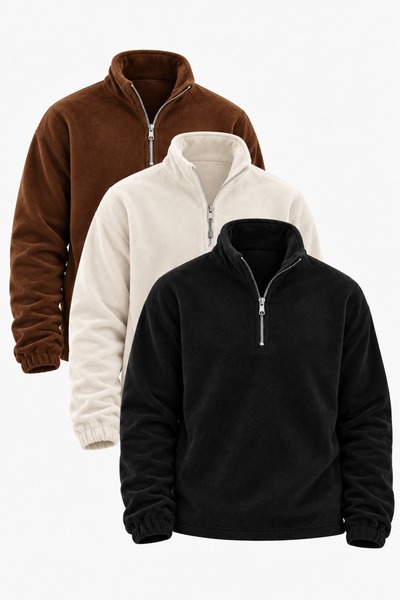 DAMGA JEANS 3 Men's half-zip casual fleece-lined sweatshirts