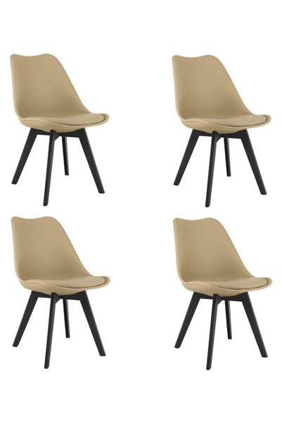 Oskar Scaun de dining MARK din polipropilenă, bej închis, set de 4, picioare ...