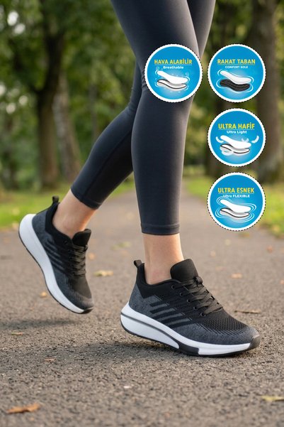 WALKWAY Black-Charcoal Grey Knit Unisex Sneakers Molen 118 G