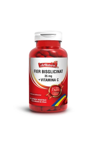 AdNatura Fier (bisglicinat) 35 mg + vitamina C 60 capsule