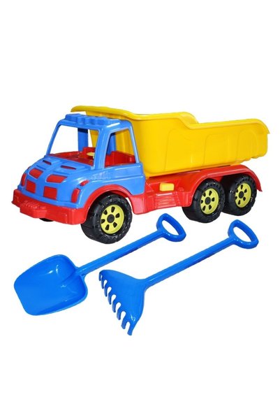 Robentoys Camion de jucărie 60 cm cu lopată și greblă, albastru
