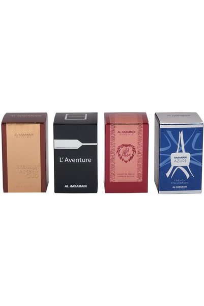 Al Haramain Luxury Travel Perfume Gift Set 4 x 10ml EDP | Amber Oud Gold, L’A...