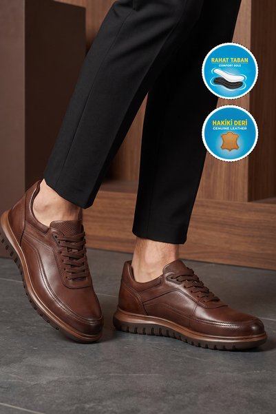 Dr Jells Men's Casual Shoes, Genuine Leather, Dr. Jell's HZ2329-2028, Chestnut