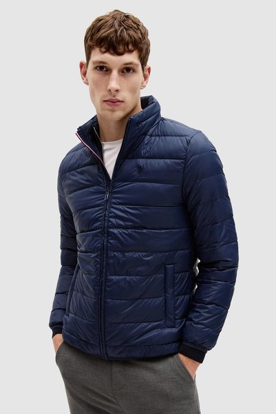 U.S. Polo Assn. Men’s Navy Blue Mock Neck Zipper Jacket with Pockets PU-13217