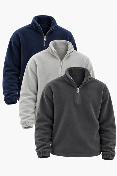 DAMGA JEANS 3 Men's half-zip casual fleece-lined sweatshirts