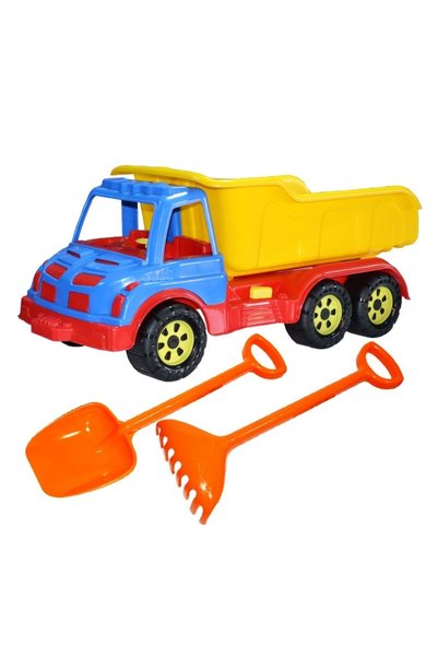 Robentoys Camion de jucărie 60 cm cu lopată și greblă, portocaliu