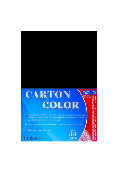 NEBO Colored Cardstock A4 250 g, Set of 100, Black