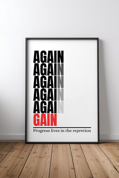 KEYFHOME Inspirativna tipografija "Again Gain", poster sa crnim okvirom od MD...