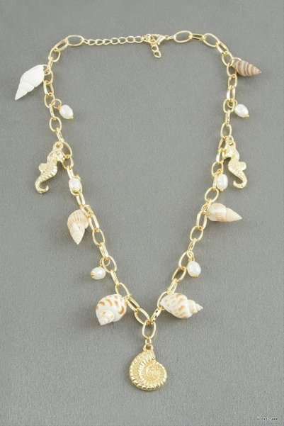 ZERO LAND ILKESTOR Water Horse Seashell (172202) Necklace, Brown
