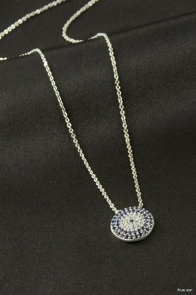 ZERO LAND ILKESTOR Nazar Zircon Necklace (172945) Silver Color