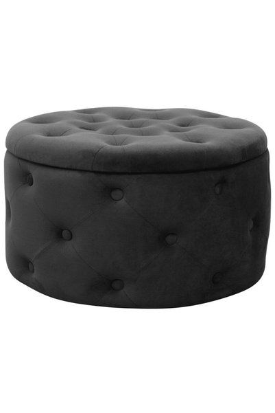 WISDOM Taburet, rotund, cu spatiu depozitare, catifea, negru, max 80 kg, 55x3...