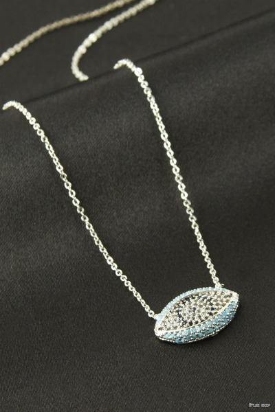 ZERO LAND ILKESTOR Eye Necklace with Zircon Stones (172912) Silver Color