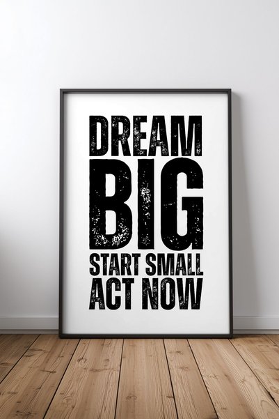 KEYFHOME Dream Big, Start Small, Act Now – Poster decorativ din MDF cu 4 rame...