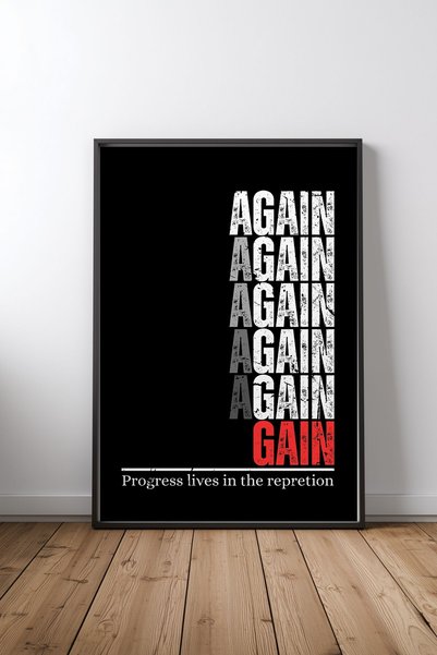 KEYFHOME Ponovo, ponovo, ponovo, motivacioni poster sa crnim okvirom od MDF-a...