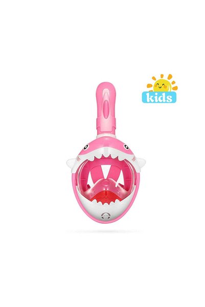 WISDOM Masca snorkeling copii 4-11 ani, fata completa, cu tub, model rechin, ...