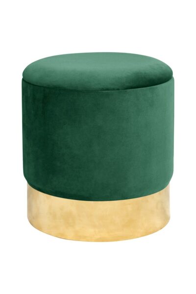 WISDOM Taburet, rotund, cu spatiu depozitare, catifea, verde, max 80 kg, 39x4...