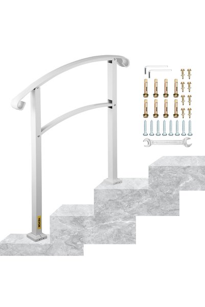 VEVOR Balustradă pentru scări exterioare, Material: fier forjat, Culoare: alb...
