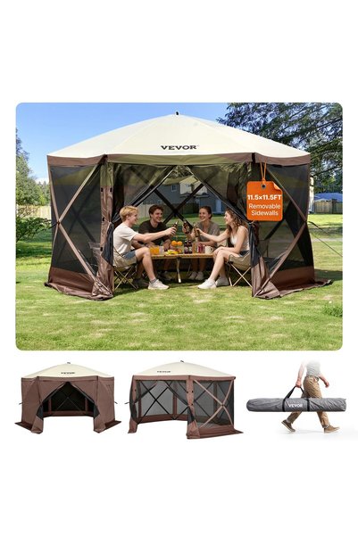 VEVOR Cort de camping cu paravan, Dimensiuni produs: 3,51 x 3,51 x 2,28 m, Ma...