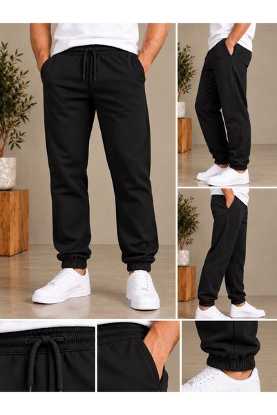 NUATEX 3-Thread Brushed Inside Corduroy Sweatpants with Elastic Cuffs