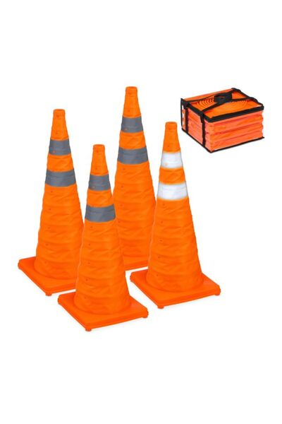 Relaxdays Set de 4 conuri de siguranță pliabile de 70 cm
