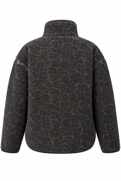Mixray 4984 Kadın Fermuarlı Önden Cepli Dik Yaka Polar Sweatshirt Leopar