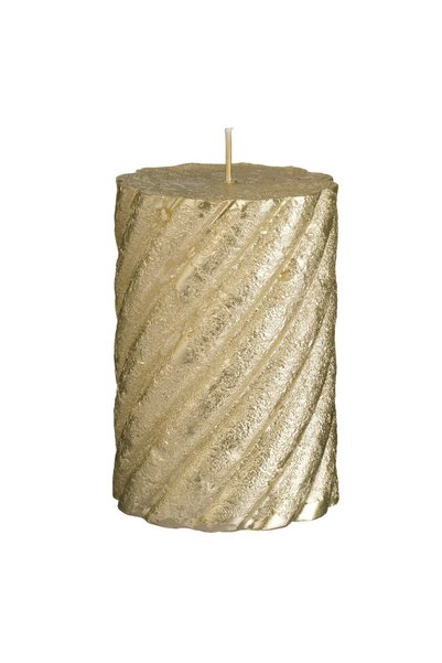 CATIANO Lumanare de Craciun Aurie cu Dungi Reliefate Ø6.5x10cm