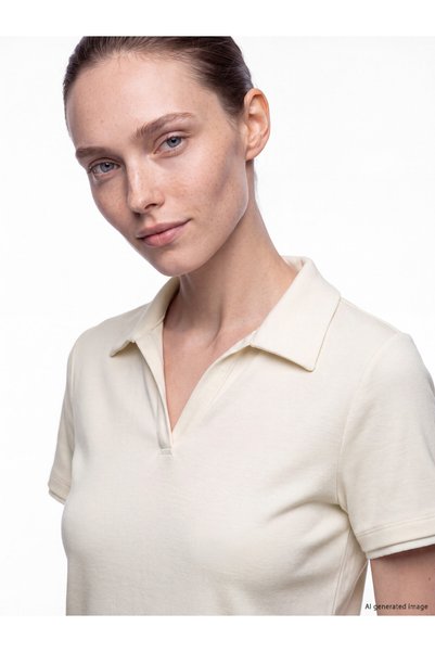 LC Waikiki Özmarka New Season Beige Polo Collar Soft-Touch Women's T-Shirt