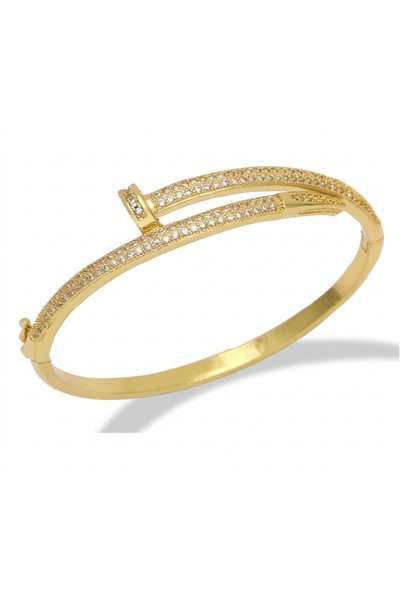 Tessero Bratara fixa dama Sparkle Nail placata cu aur, design modern in forma...