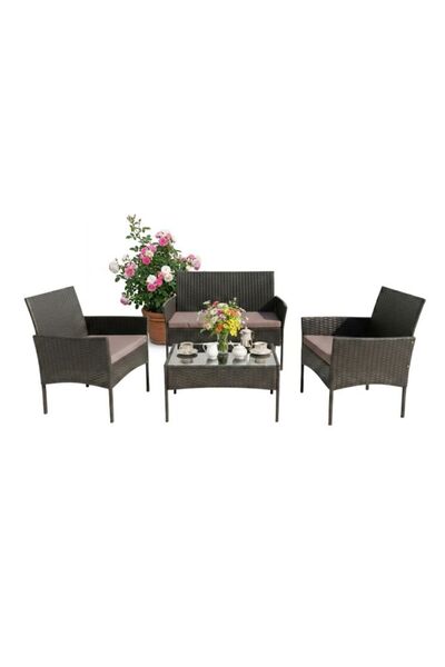 Relaxdays 4-piece rattan garden set