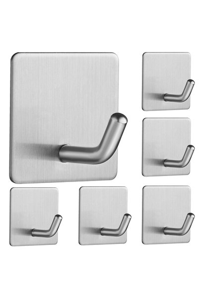 JSB JS Self Adhesive Hook Heavy Duty Sticky Hooks 6 Pack SUS304 Stainless Ste...
