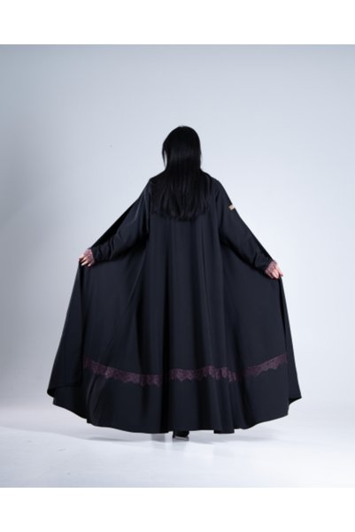 aljmal alraqi abaya Lara Abaya in Cherry Fabric with Lace Oud Decor
