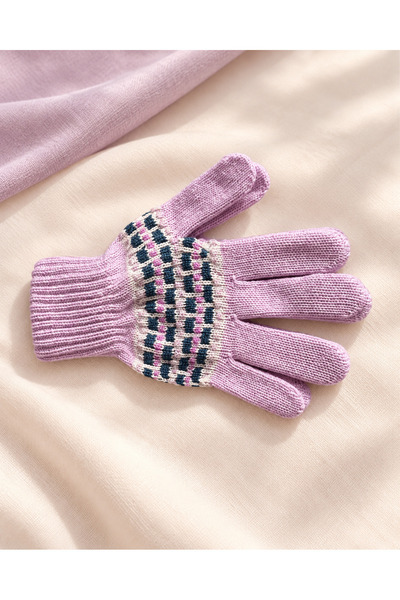 Bulut Anne ve Çocuk Women's Gloves with Colorful Patterns, Multicolored